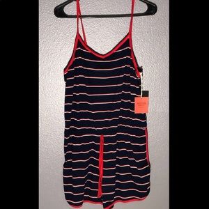 SOLD💕Navy Blue and Red Striped Romper